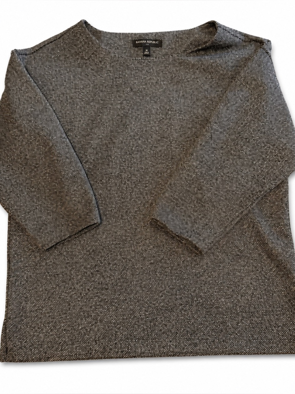 Banana Republic Women’s Medium Gray Marled Knit Sweater 3/4 Sleeve Top
